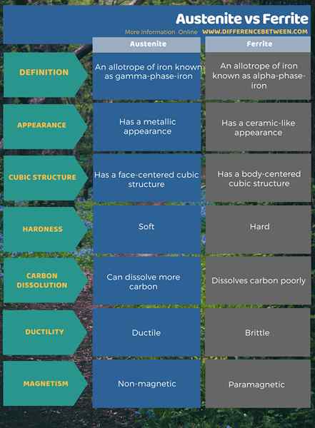 Diferencia entre austenita y ferrita