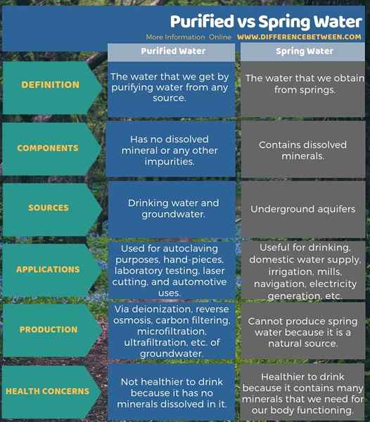 Différence entre l'eau purifiée et le printemps | Prodiffs