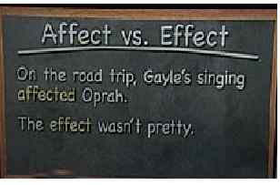 Perbedaan antara pengaruh dan efek dalam tata bahasa Inggris